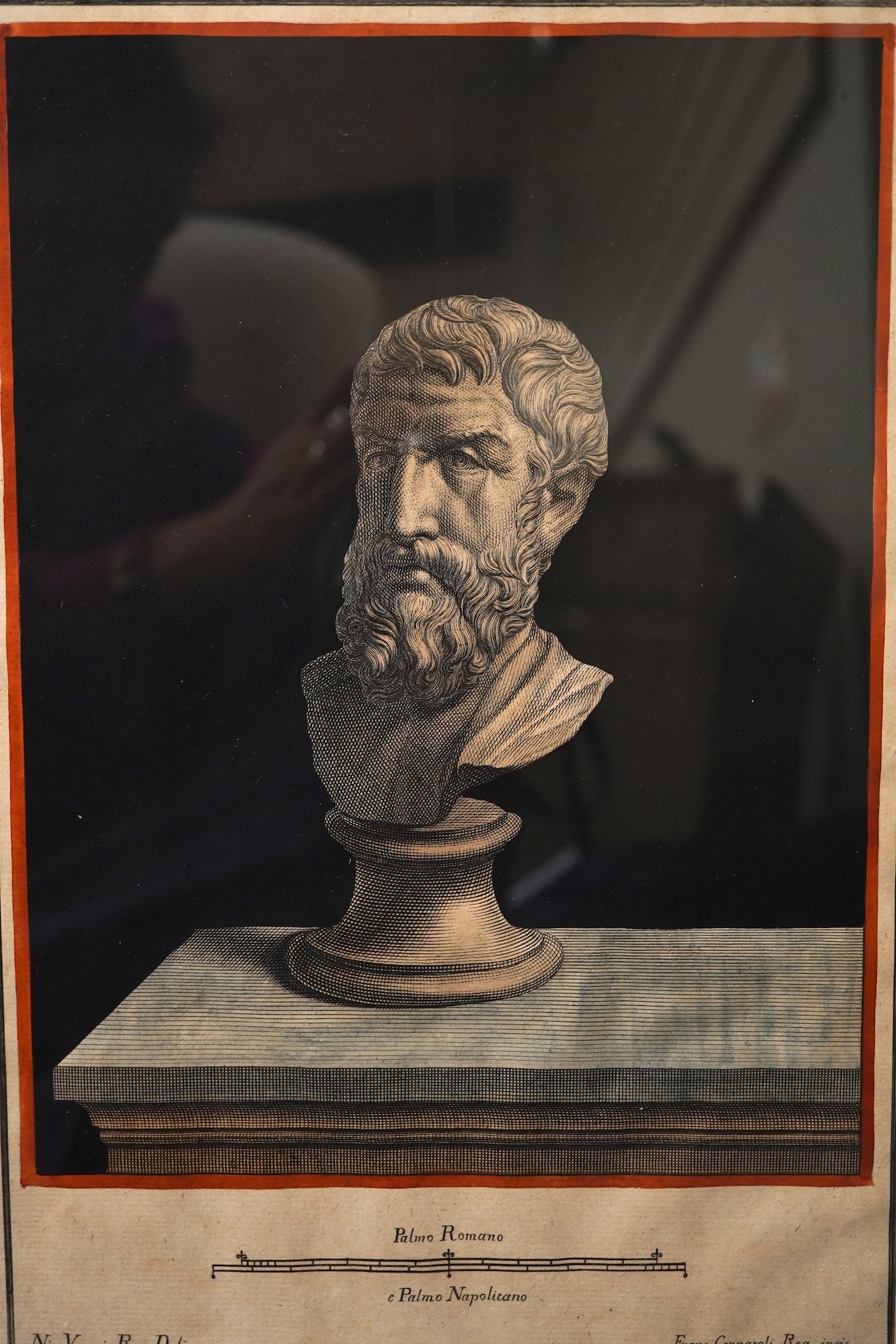 Set of four 18th century Italian etchings, Greek busts to include busts of Thespis and Sophocles, 36 x 26cm